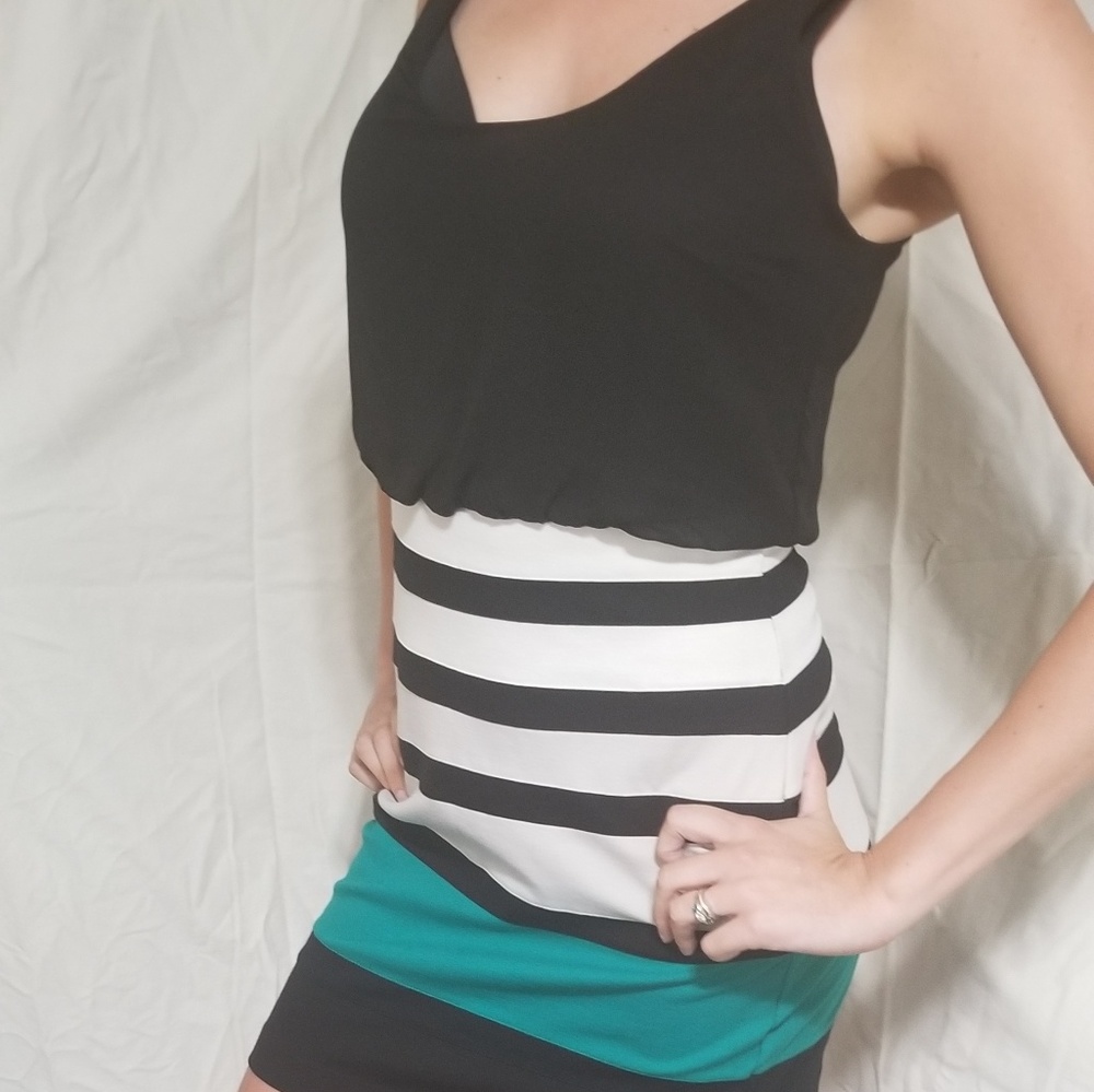 Sale! Express fitted Striped Cocktail Dress Medium